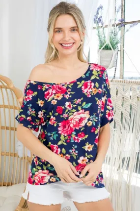 ALLOVER FLORAL ONE SHOULDER TOP