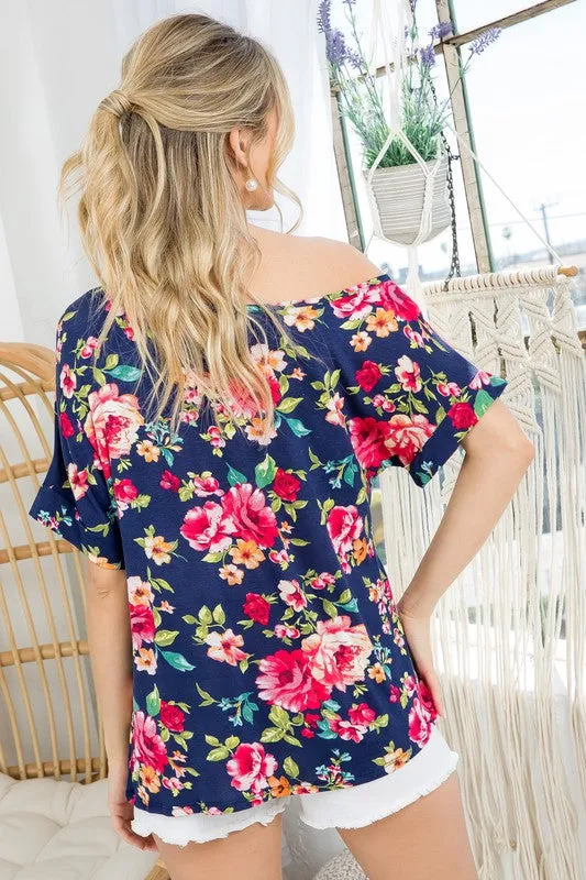 ALLOVER FLORAL ONE SHOULDER TOP