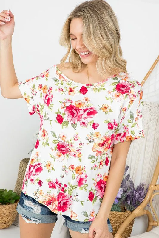 ALLOVER FLORAL ONE SHOULDER TOP