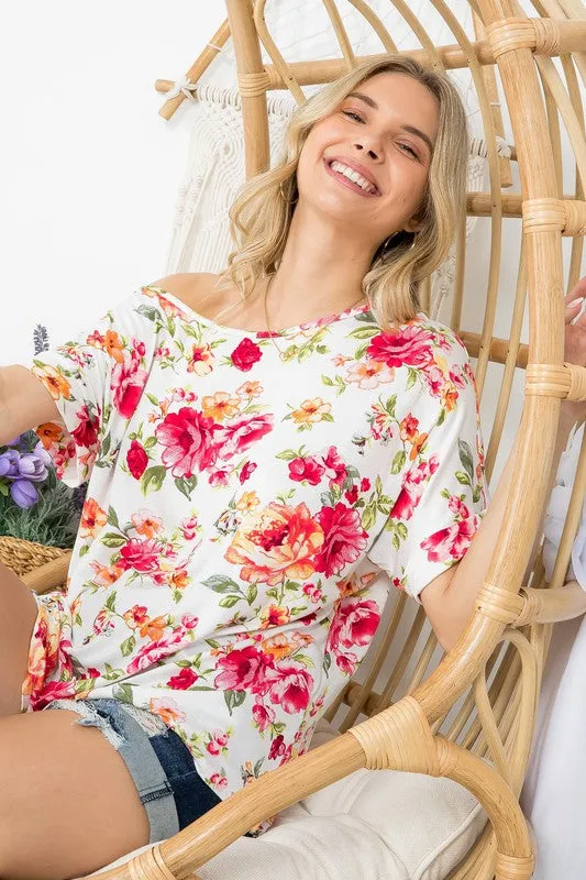 ALLOVER FLORAL ONE SHOULDER TOP