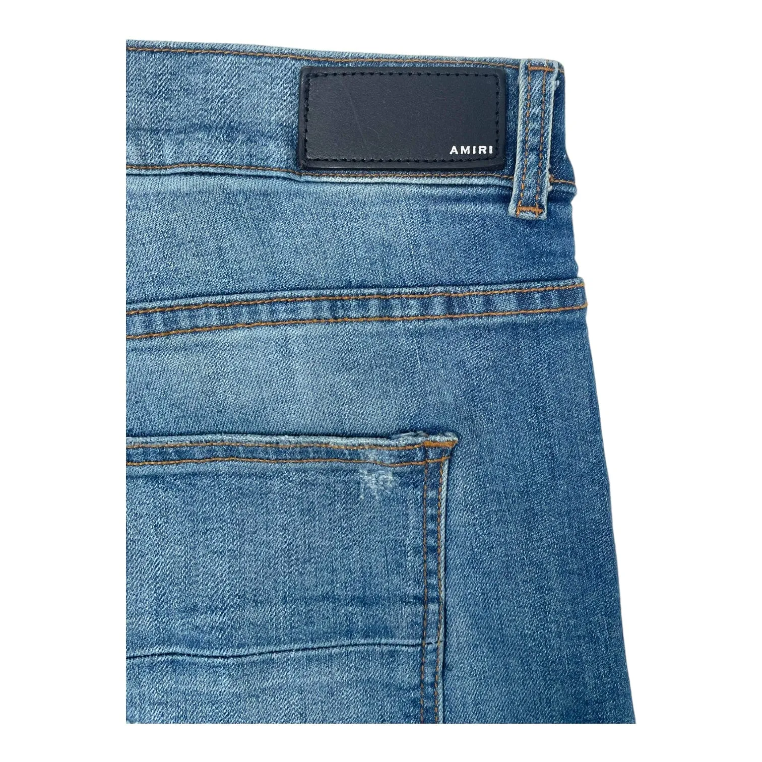 Amiri MX1 Leather Patchwork Jeans Classic Indigo (2016) Pre-Owned