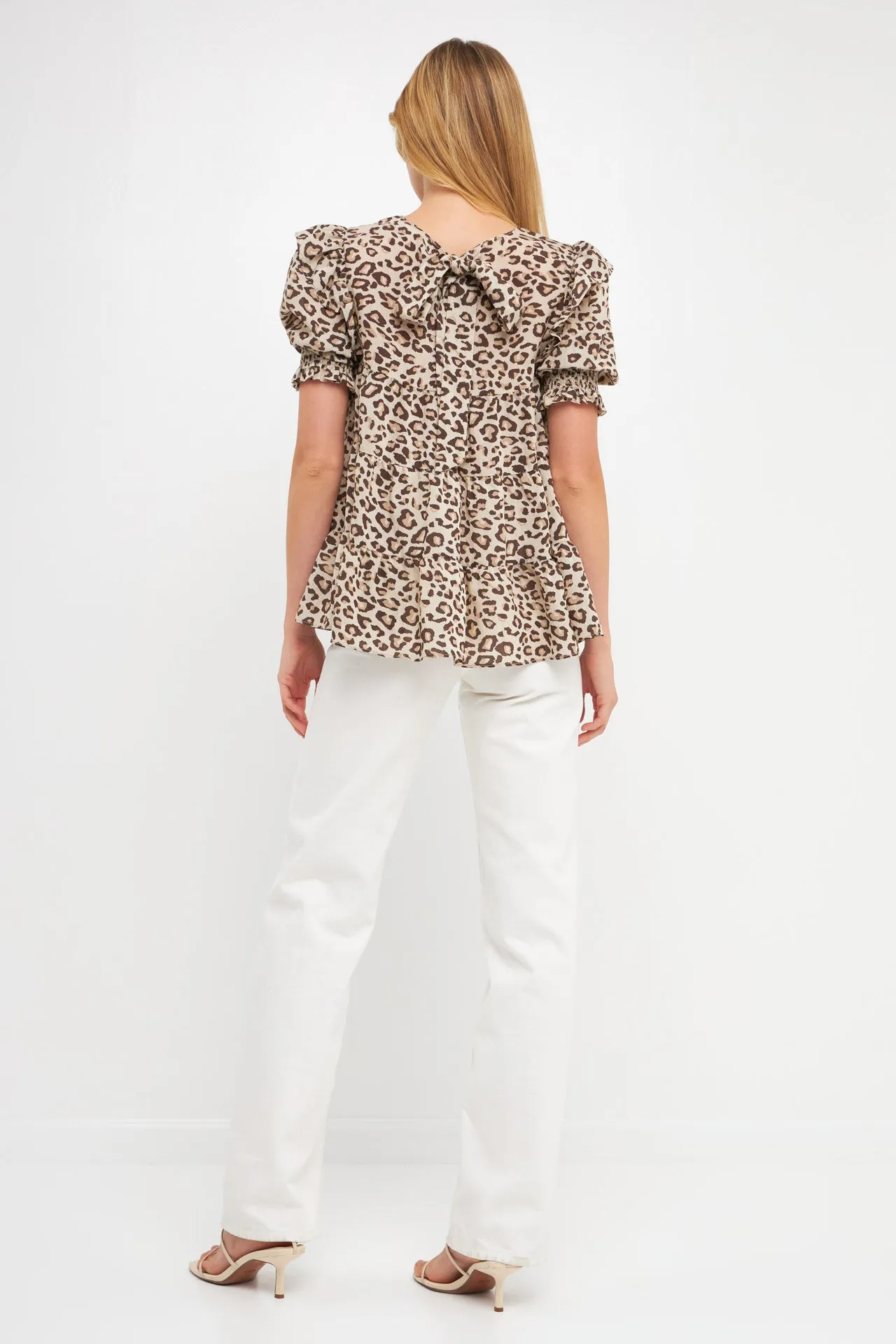 Animal Print Tiered Blouse