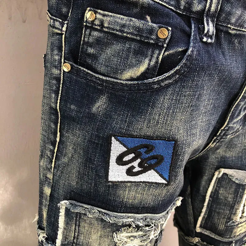 Badge Patchwork Regular Fit Denim Jeans