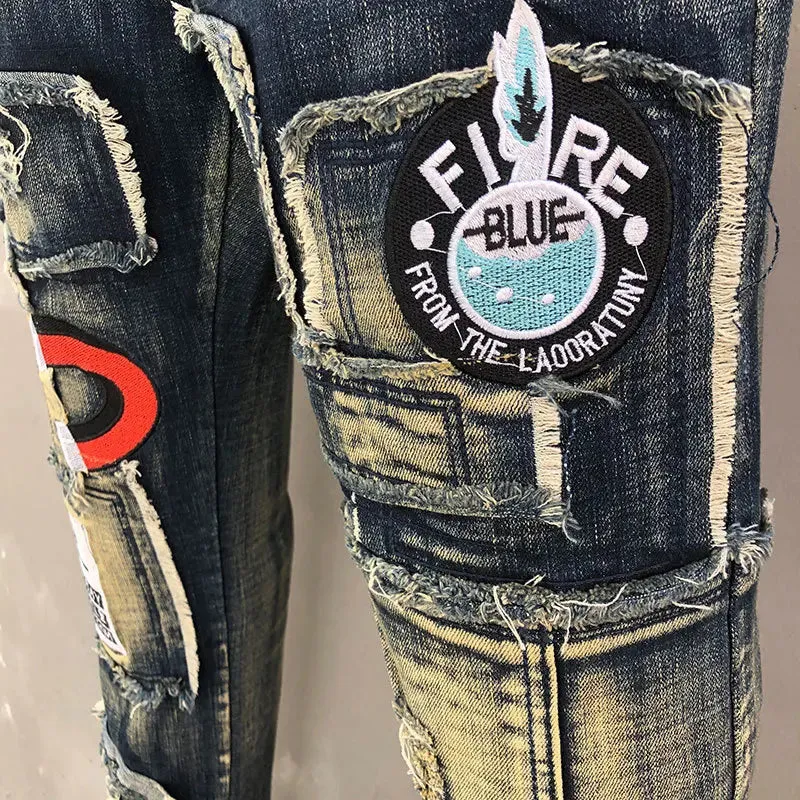 Badge Patchwork Regular Fit Denim Jeans