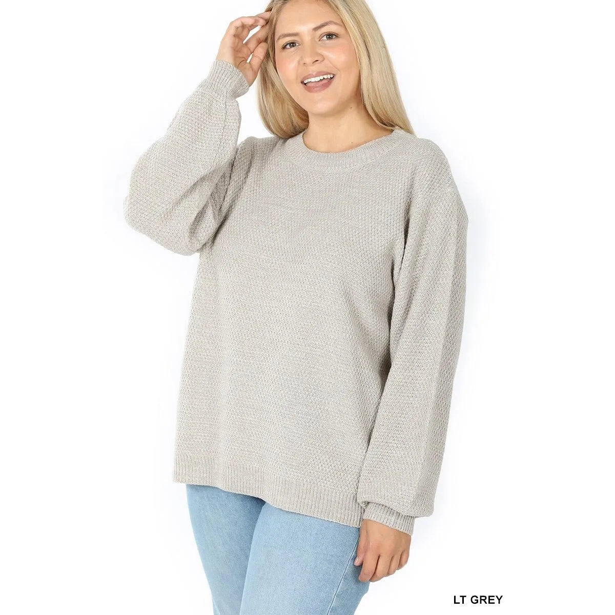 Balloon Sleeves Light Grey Sweater