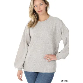 Balloon Sleeves Light Grey Sweater