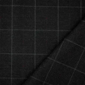 Black-Gray-Purple Polyester Wool Check Plaid Twill Woven Suiting Fabric