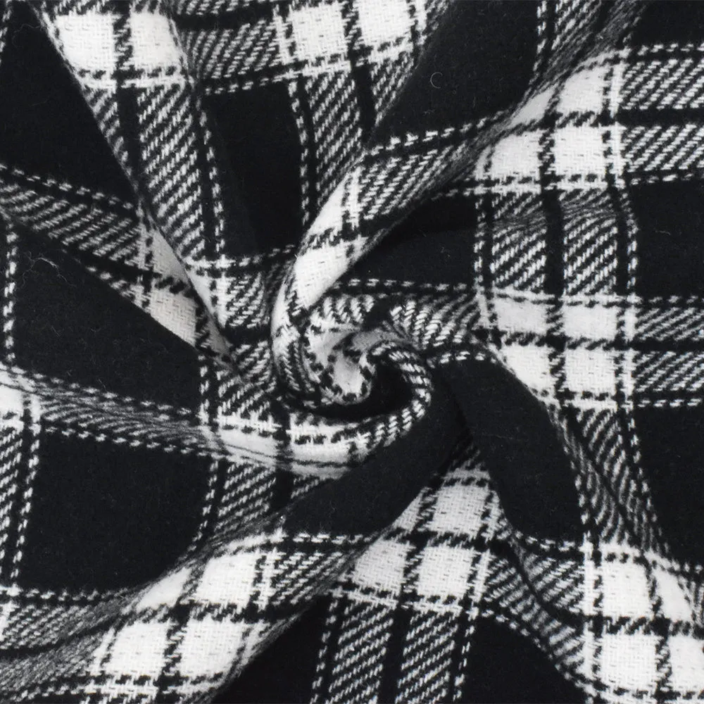 Black-White Famous Designer Poly Blend Double Face Plaid Woven Fabric