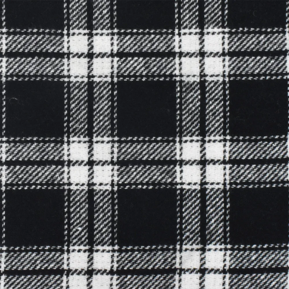 Black-White Famous Designer Poly Blend Double Face Plaid Woven Fabric