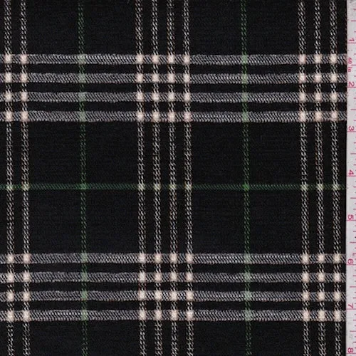 Black/White/Jade Plaid Chenille Decor Fabric