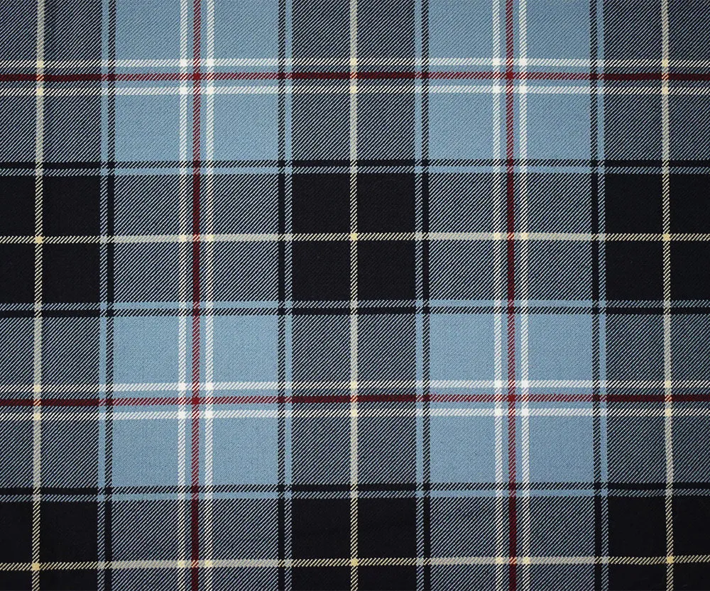 Blue-Red-Multi Wool Poly Plaid Woven Twill Woven Suiting