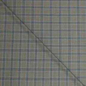 Brown and Blue Plaid Emerald Super 130's Ariston Fabric