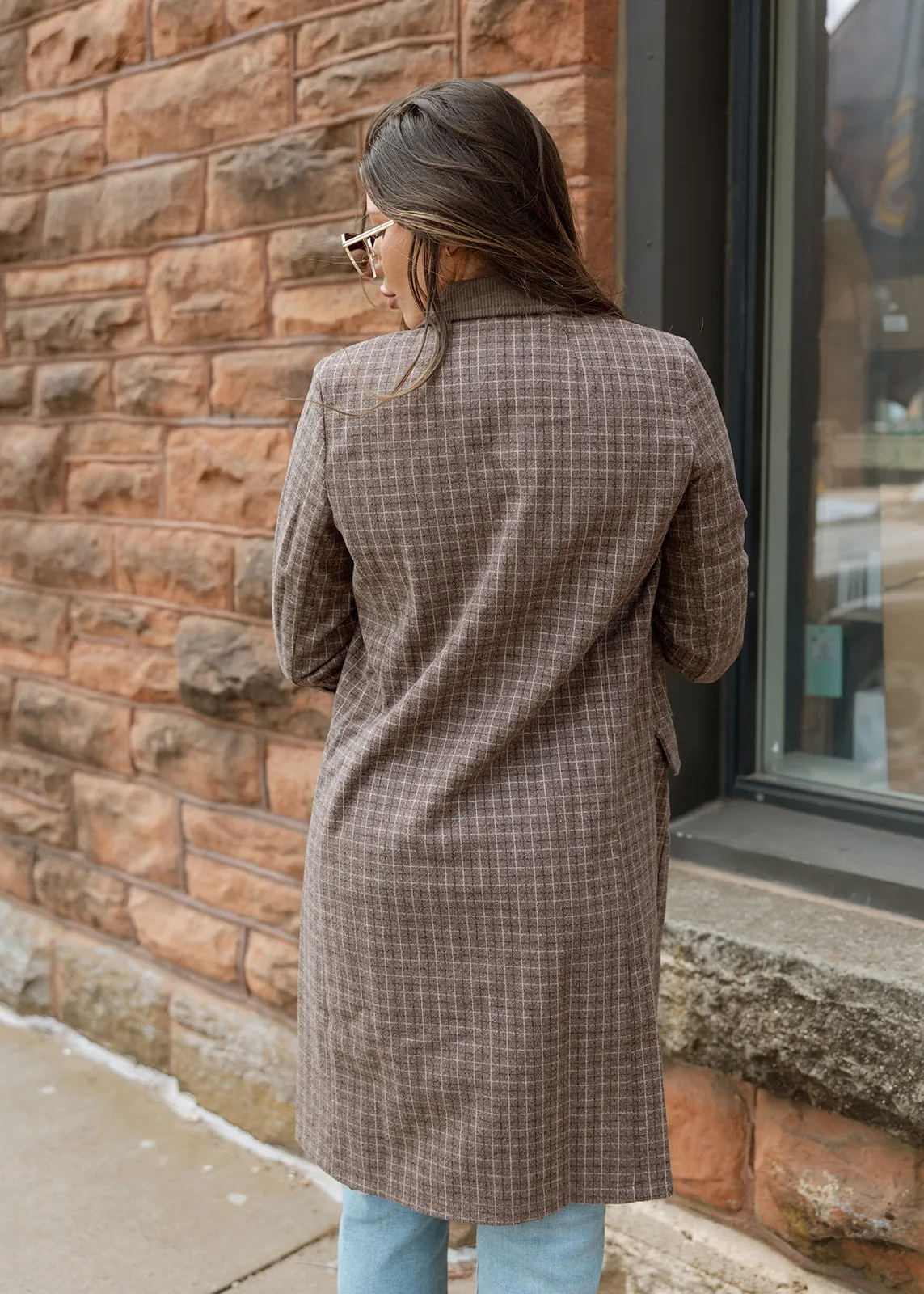 Brown Check Plaid Trench Coat