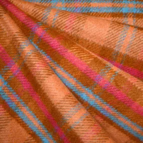 Colorful Plaid Brushed Twill Coating Apricot/Fuchsia