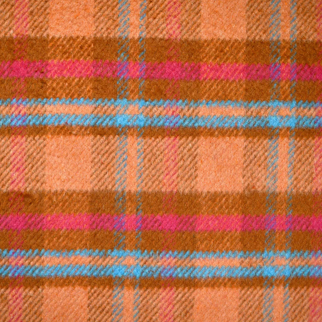 Colorful Plaid Brushed Twill Coating Apricot/Fuchsia