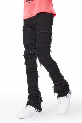 Cosette Black Patchwork Super Stacked Jean