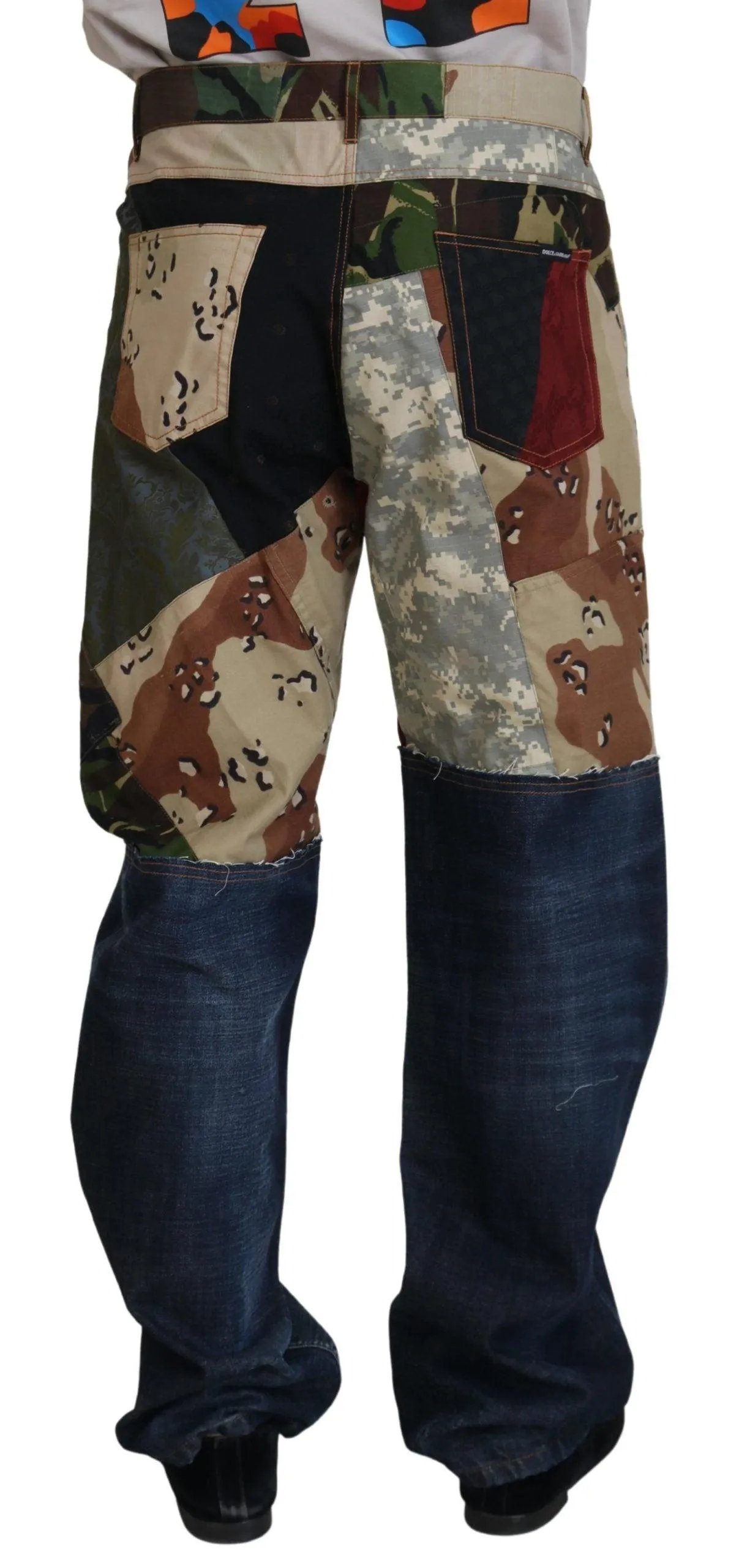 Dolce & Gabbana Multicolor Silk Patchwork Men Denim Jeans