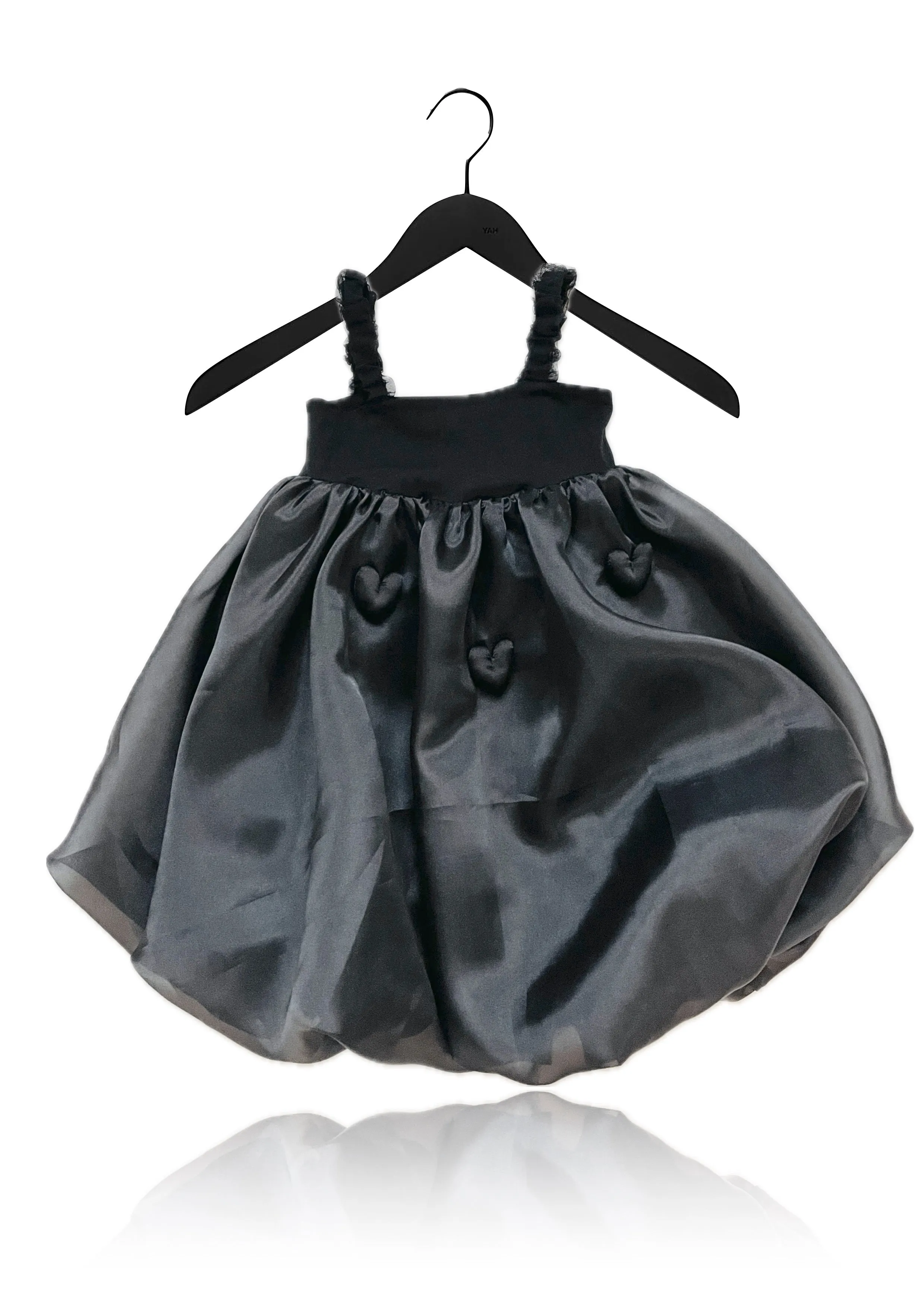 DOLLY WORLD HEART BALLOON ORGANZA DRESS WITH COTTON BODY black