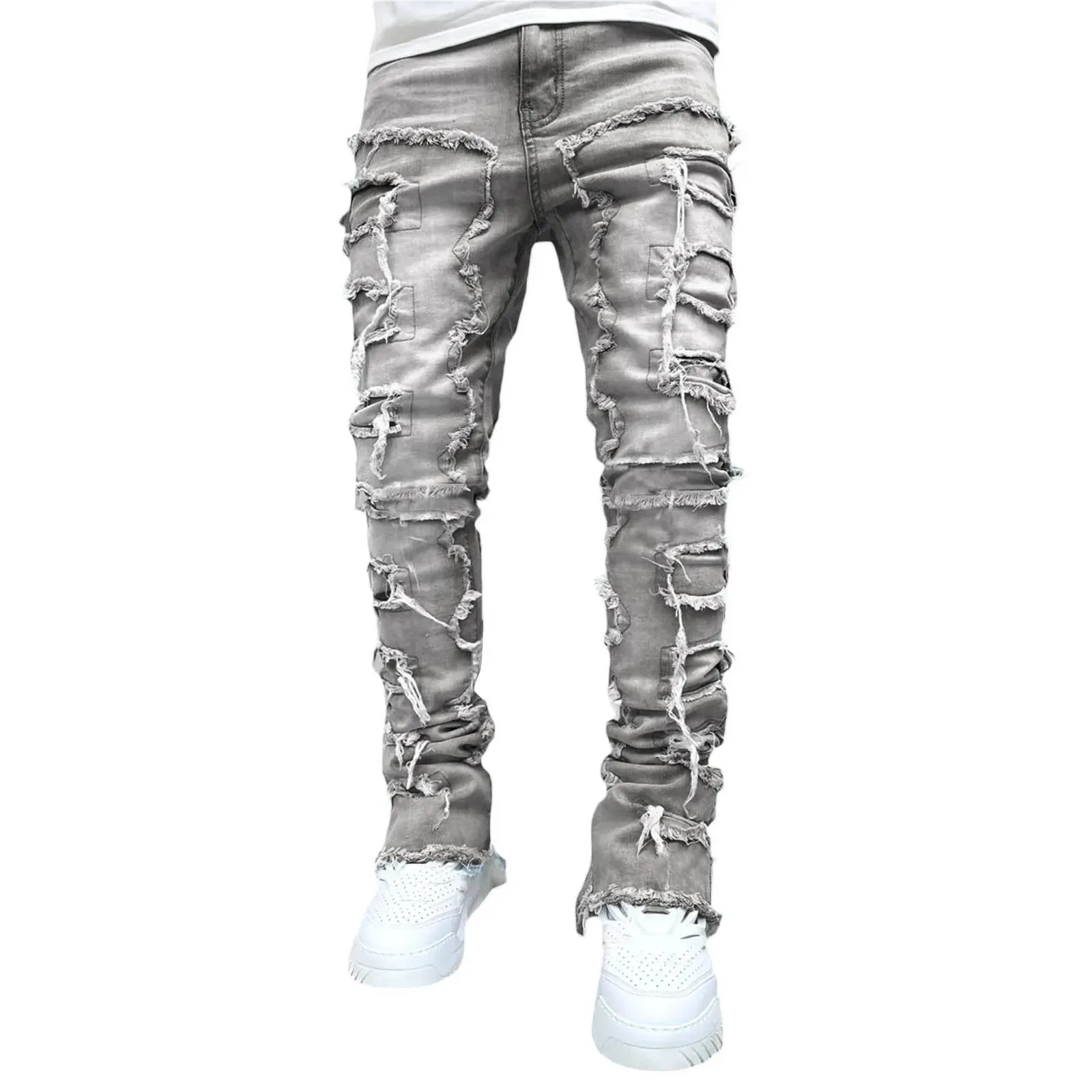 Fashion Streetwear Patchwork Bright Color Jeans