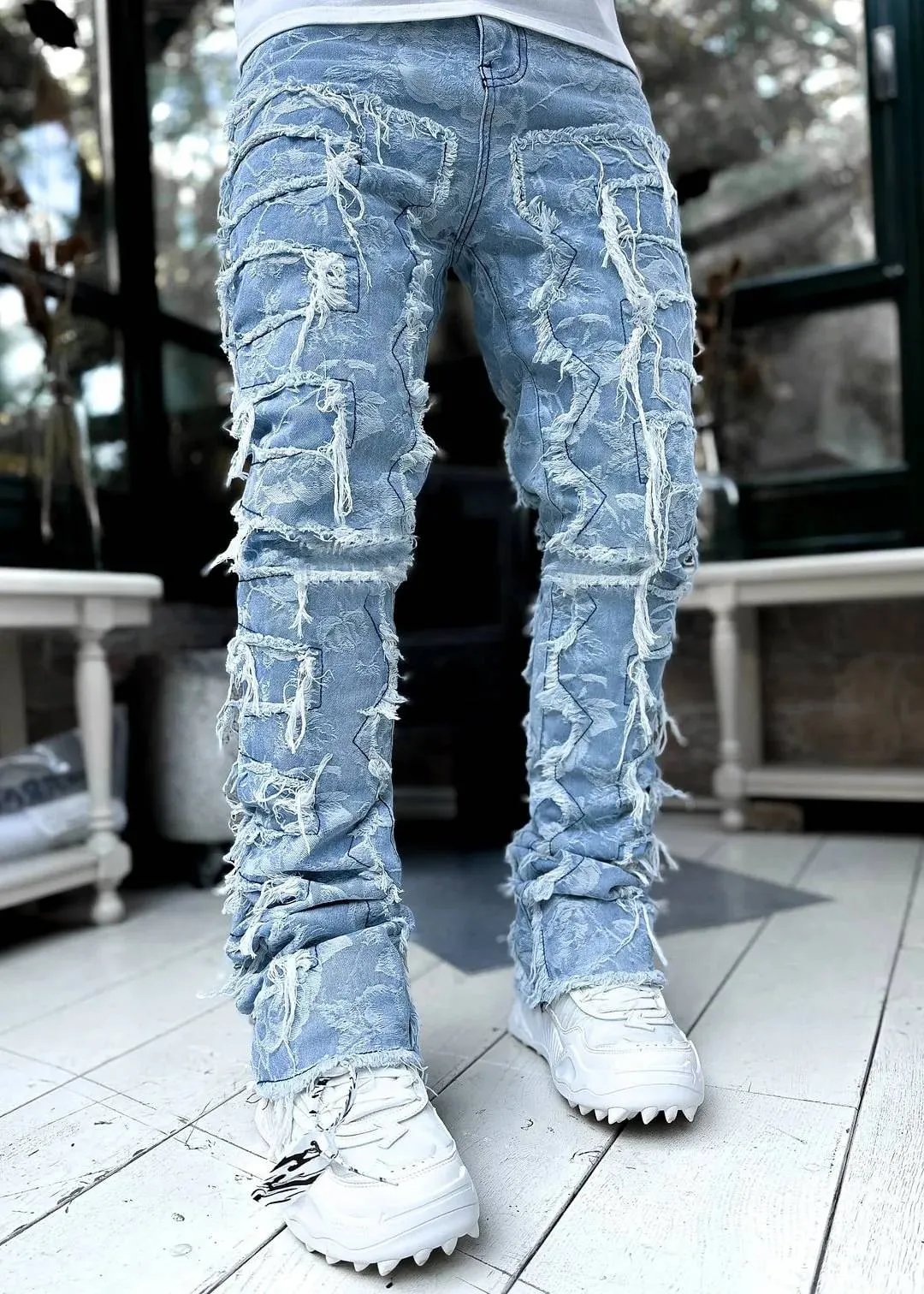 Fashion Streetwear Patchwork Bright Color Jeans