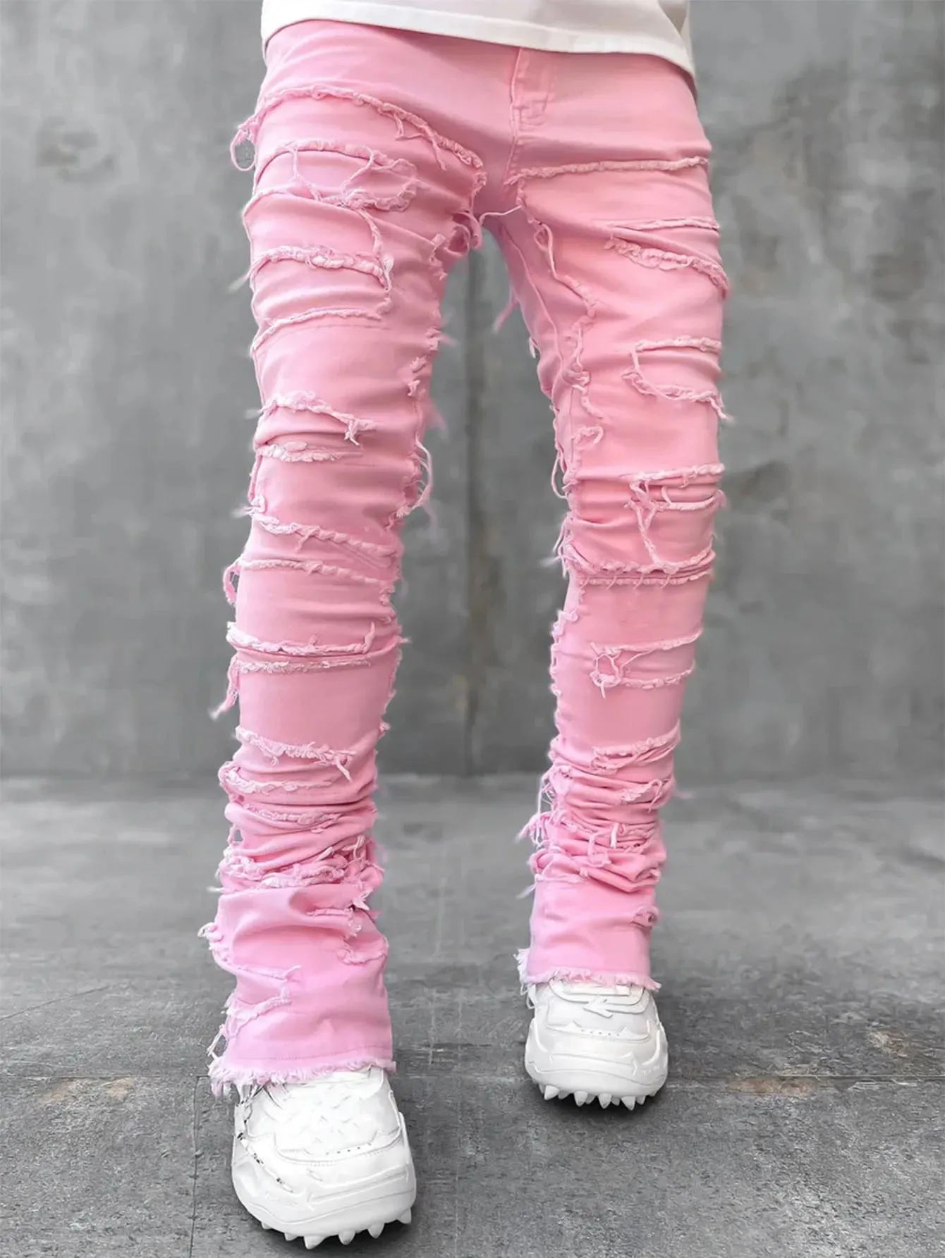 Fashion Streetwear Patchwork Bright Color Jeans