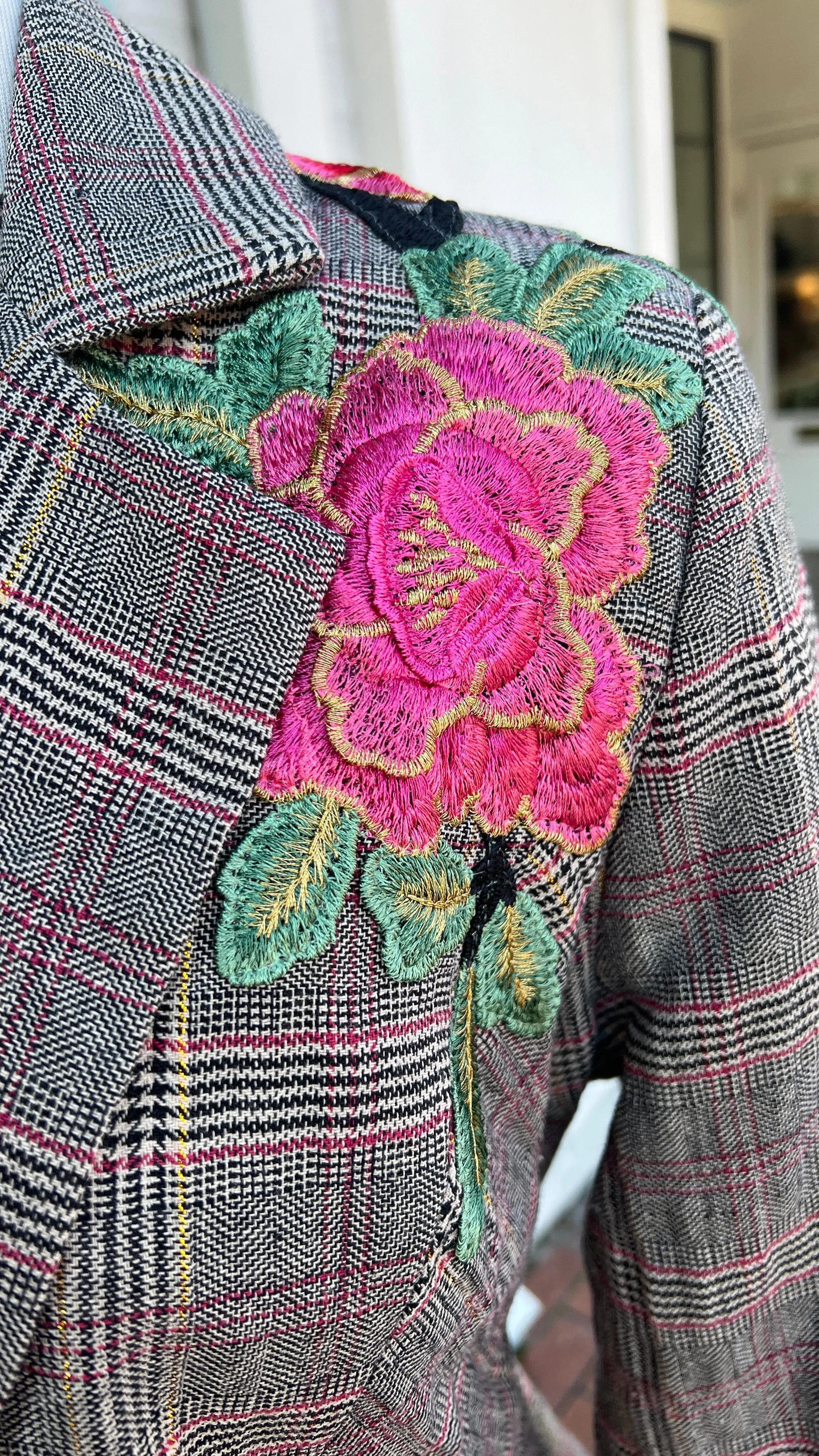 Gabriella Plaid Embroidered Blazer