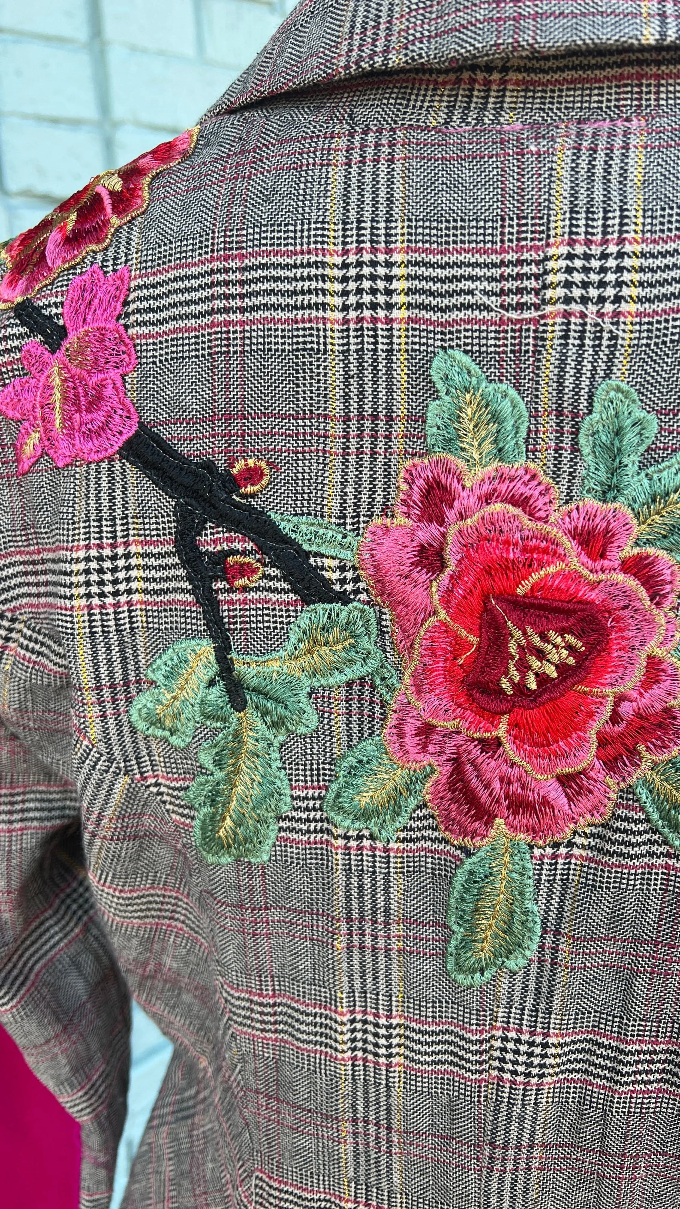 Gabriella Plaid Embroidered Blazer