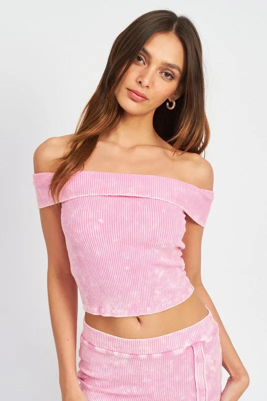 GARMENT DYE STRAPLESS CROP TOP