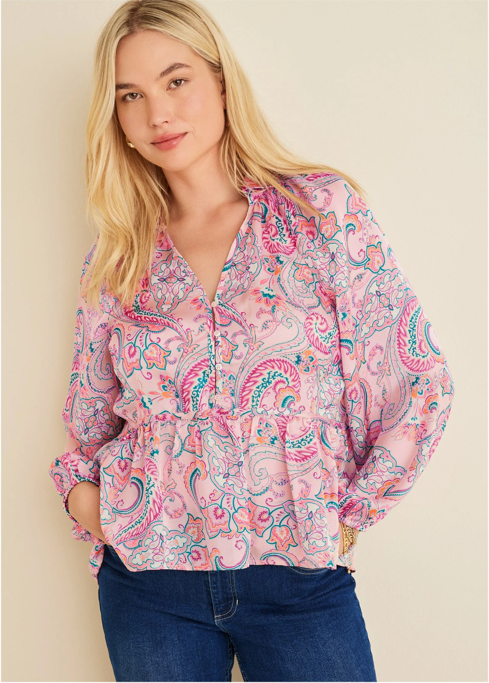 High-Low Blouse - Venetian Paisley