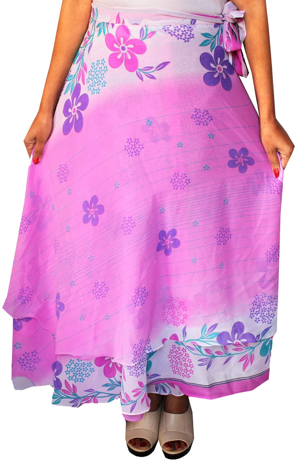 Indian Skirts Magic Wrap Around Womens Beach Clothing (Pink)