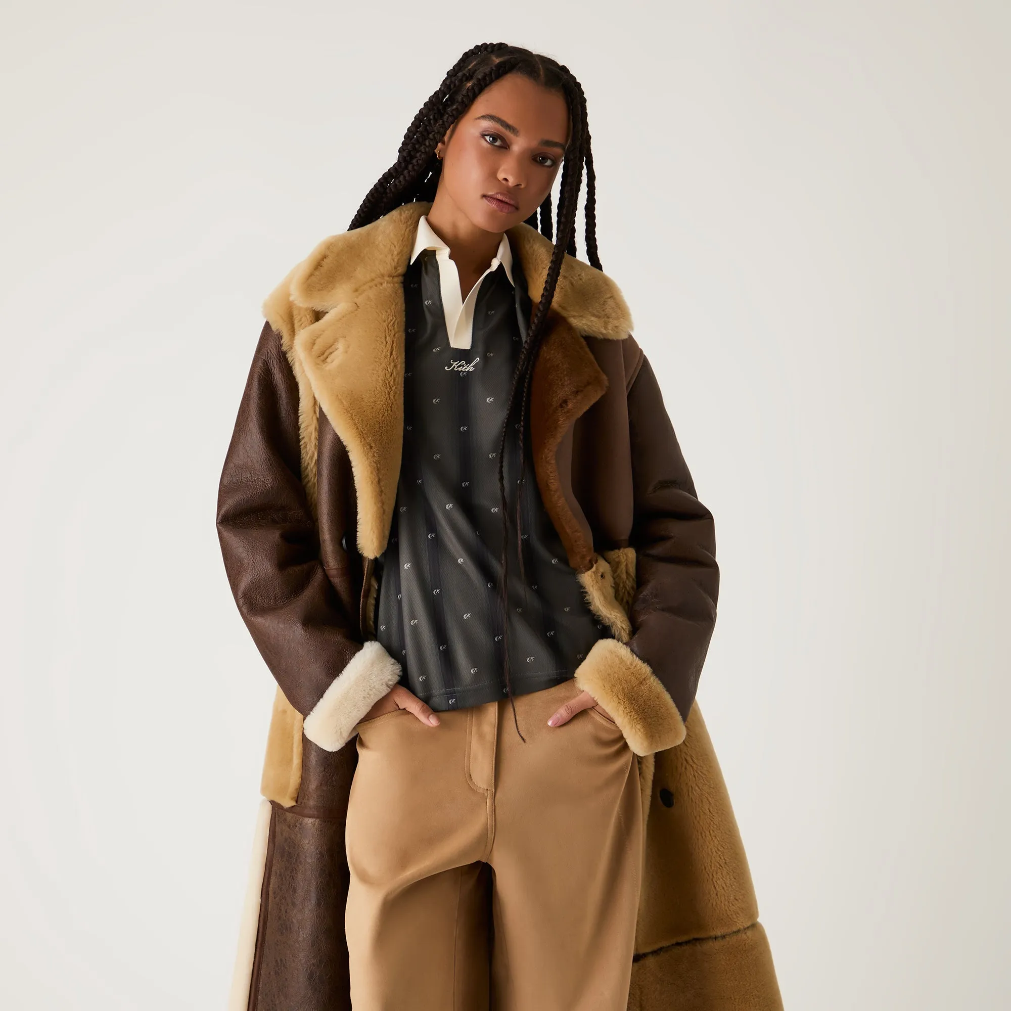 Kith Women Amis Patchwork Shearling Coat - Oxford