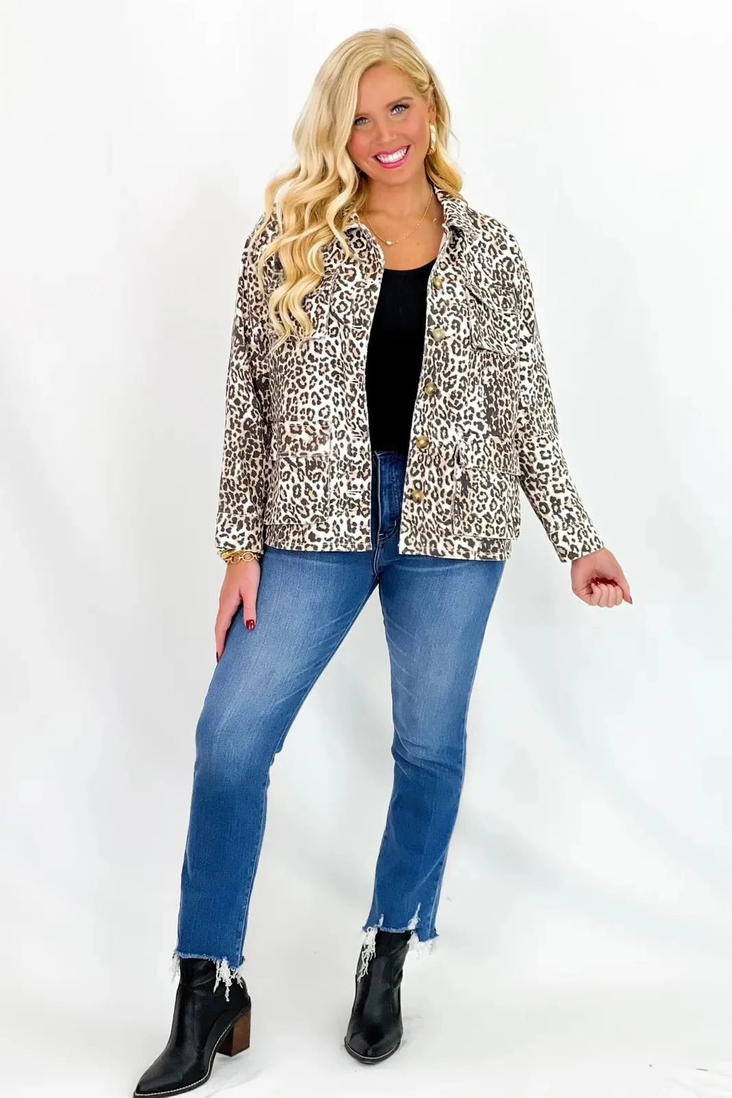 Leopard Double Front Pocket Jacket