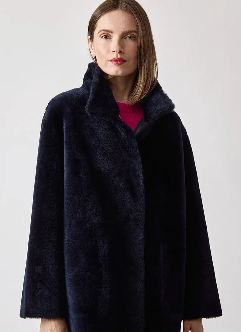 Long Belted Shearling Coat