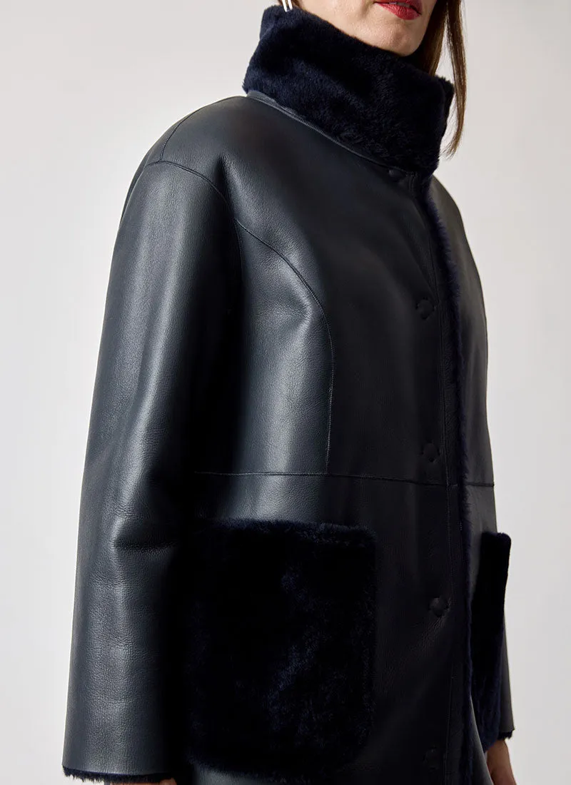 Long Belted Shearling Coat