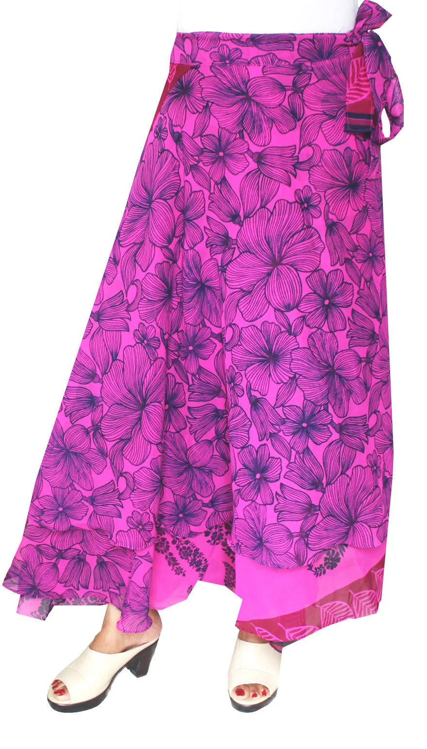 Long Wrap Around Skirt Womens India Clothing (Magenta)