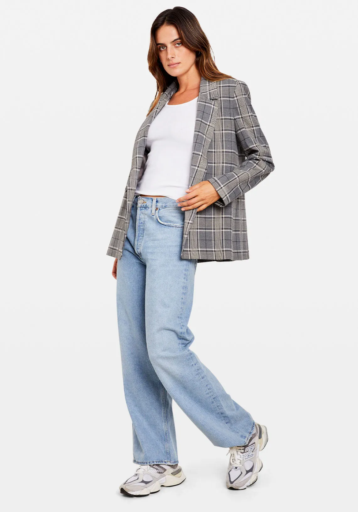 MADELEINE BLAZER GREY PLAID