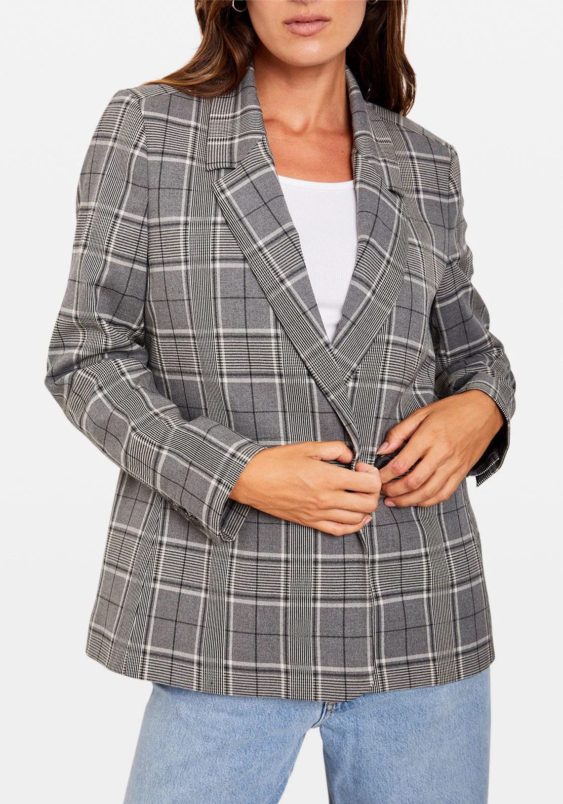 MADELEINE BLAZER GREY PLAID