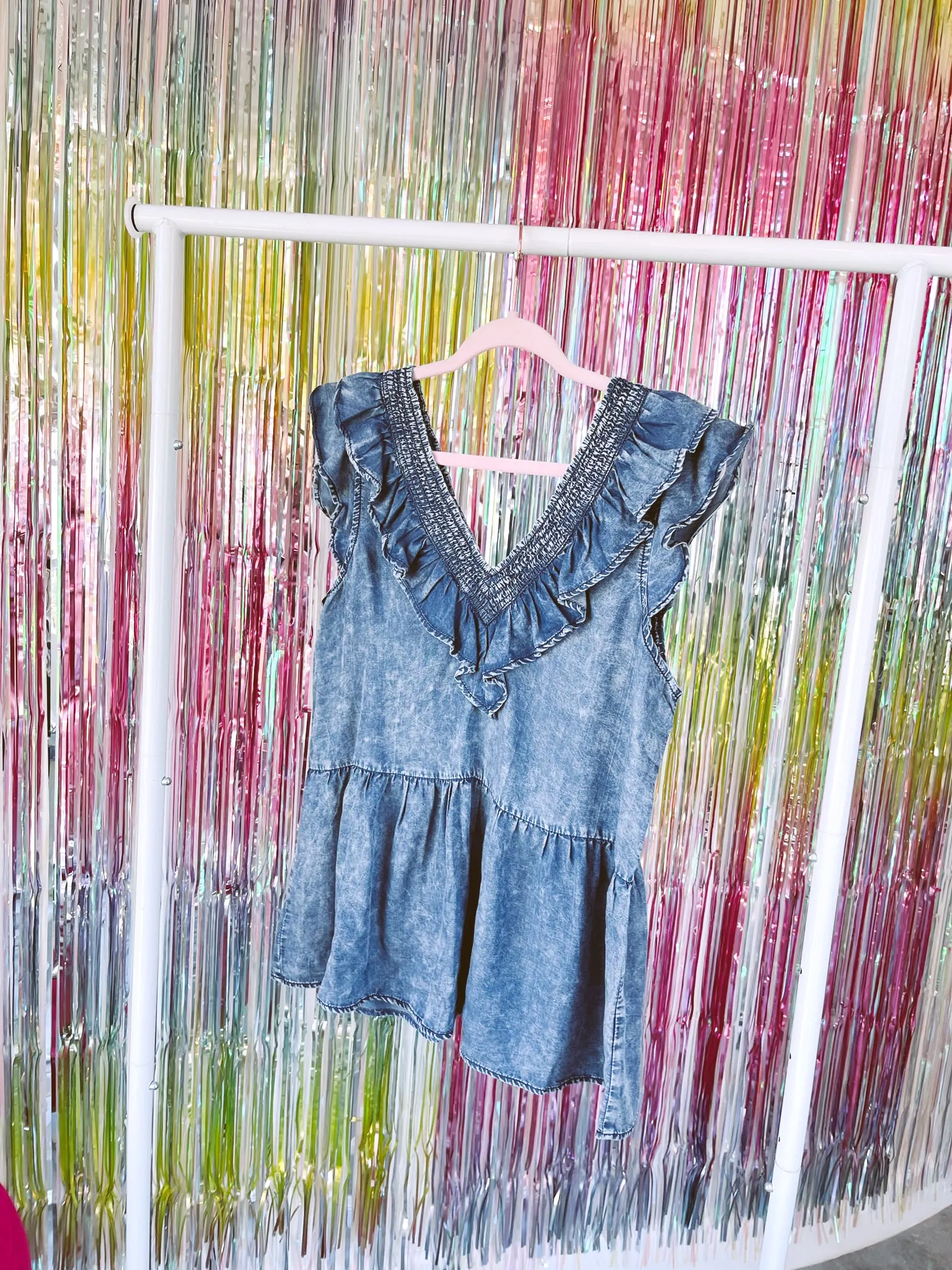 Maggie Ruffle Denim Blouse