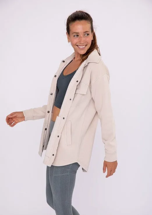 Mono B Natural French Terry Snap Button Shacket