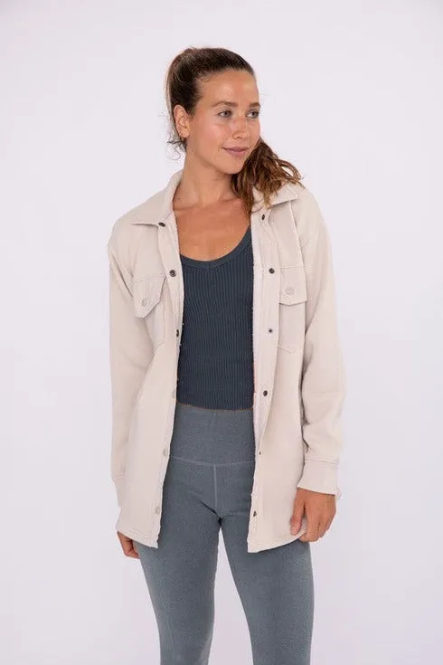 Mono B Natural French Terry Snap Button Shacket