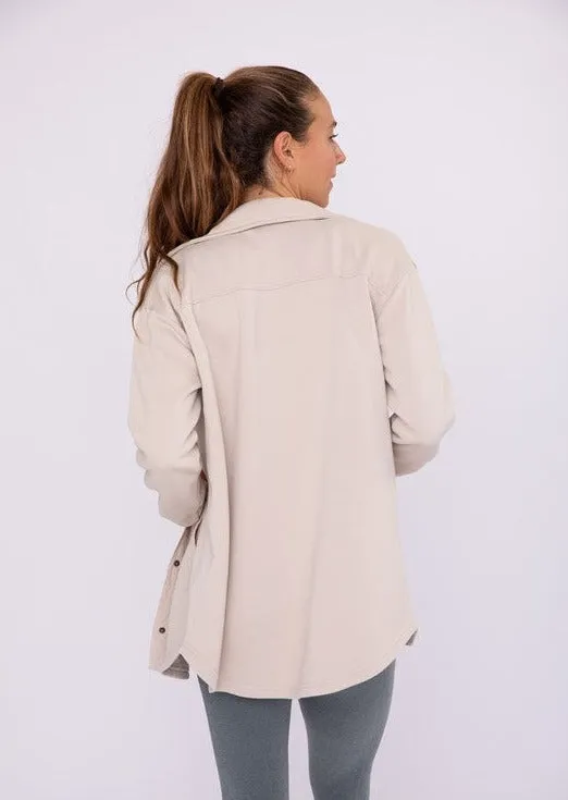 Mono B Natural French Terry Snap Button Shacket