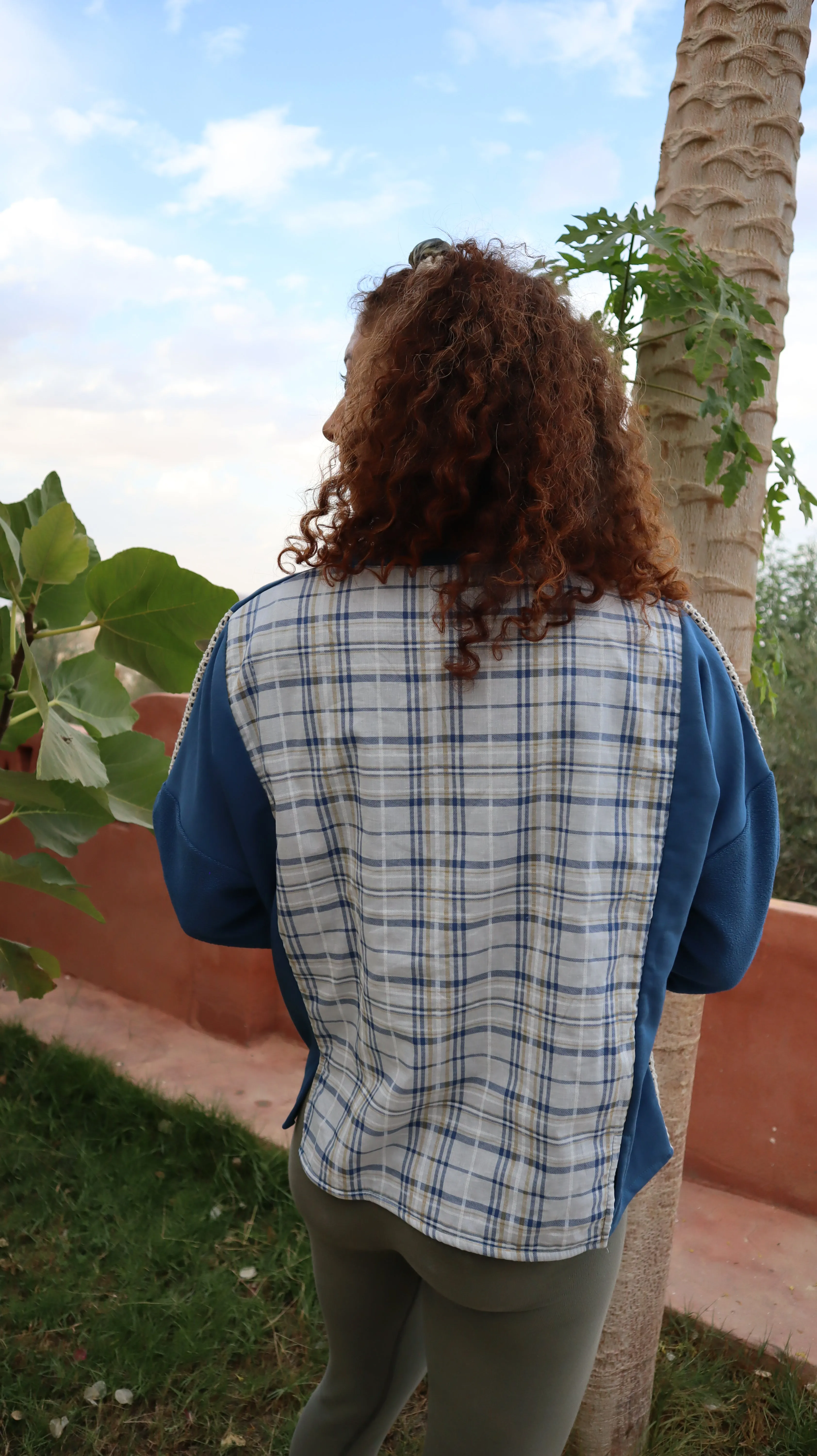 Nile Plaid Sweater in Indigo