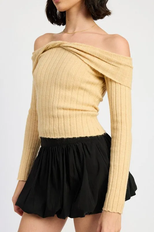 OFF SHOULDER SWEATER TOP