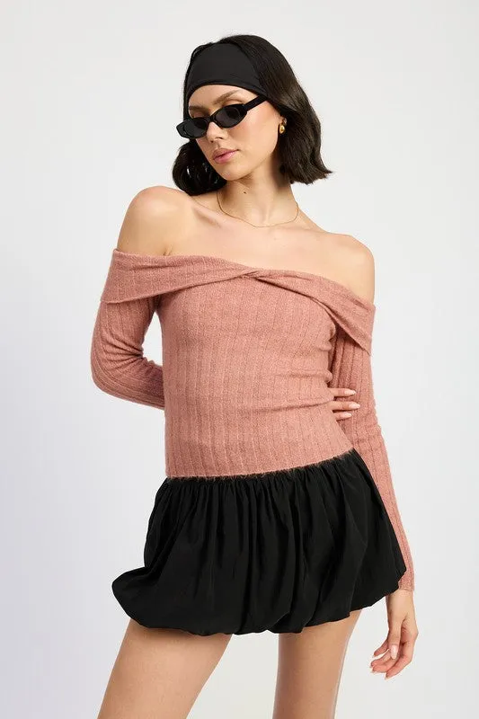 OFF SHOULDER SWEATER TOP