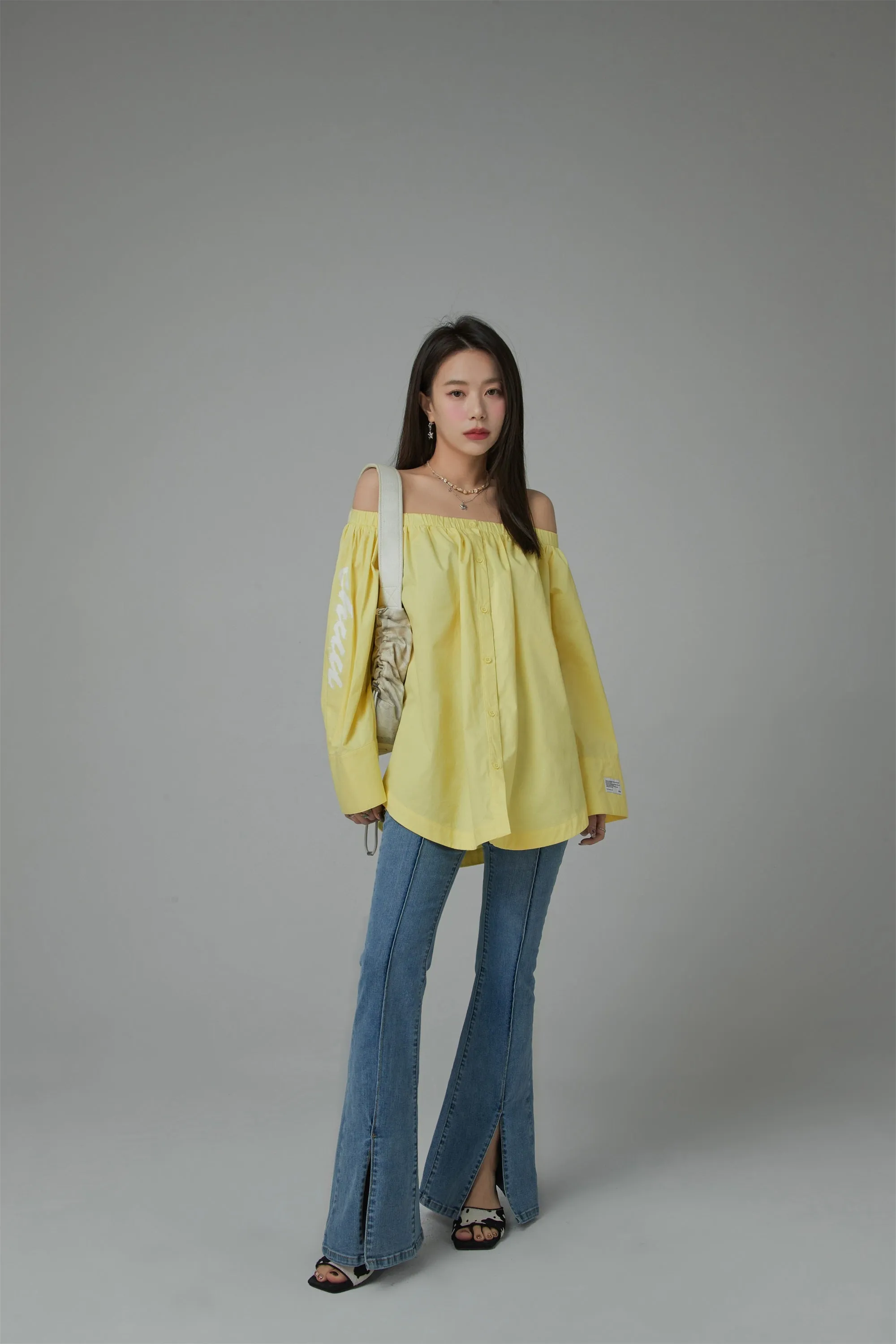 Off-The-Shoulder Loose-Fit Shirt