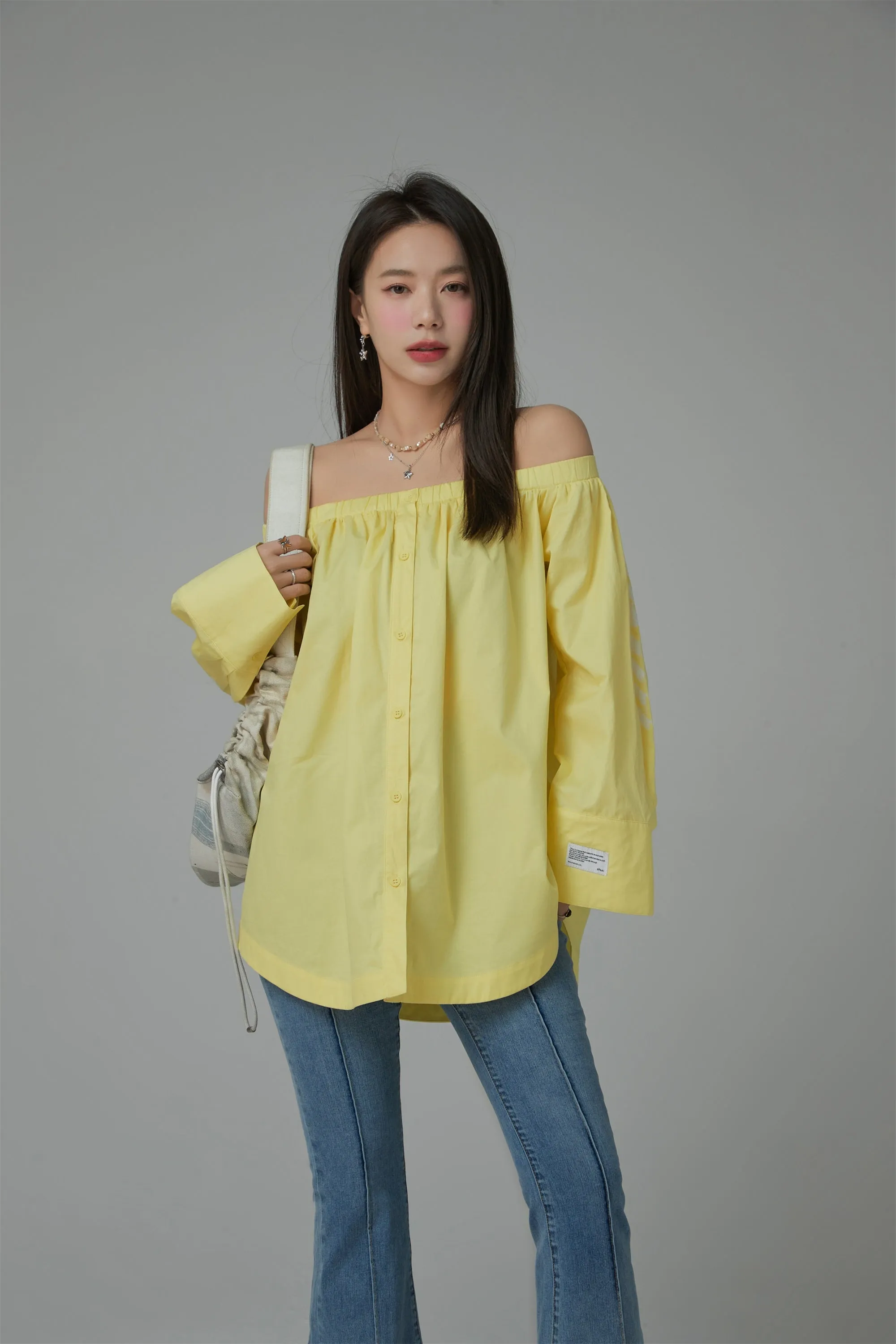 Off-The-Shoulder Loose-Fit Shirt