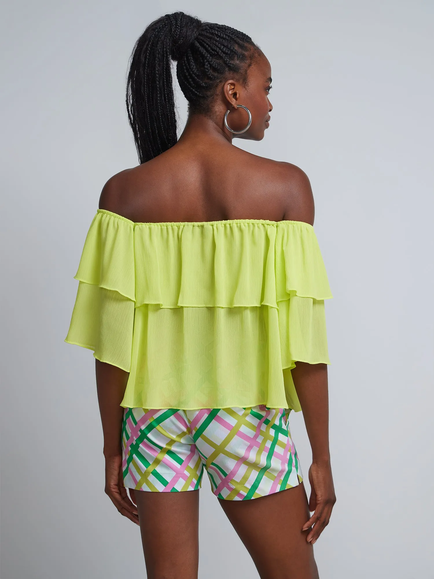 Off-The-Shoulder Tiered Ruffle Blouse