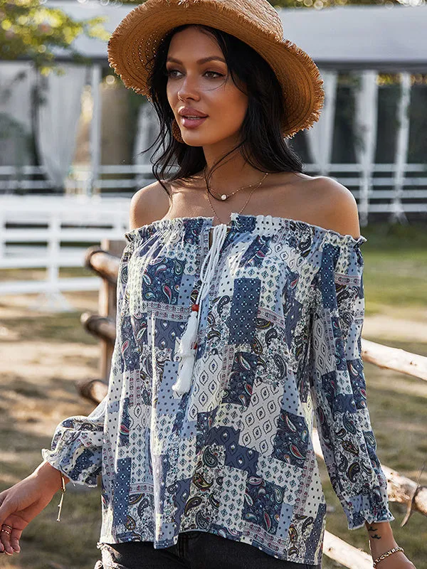 Paisley Print Off Shoulder Top