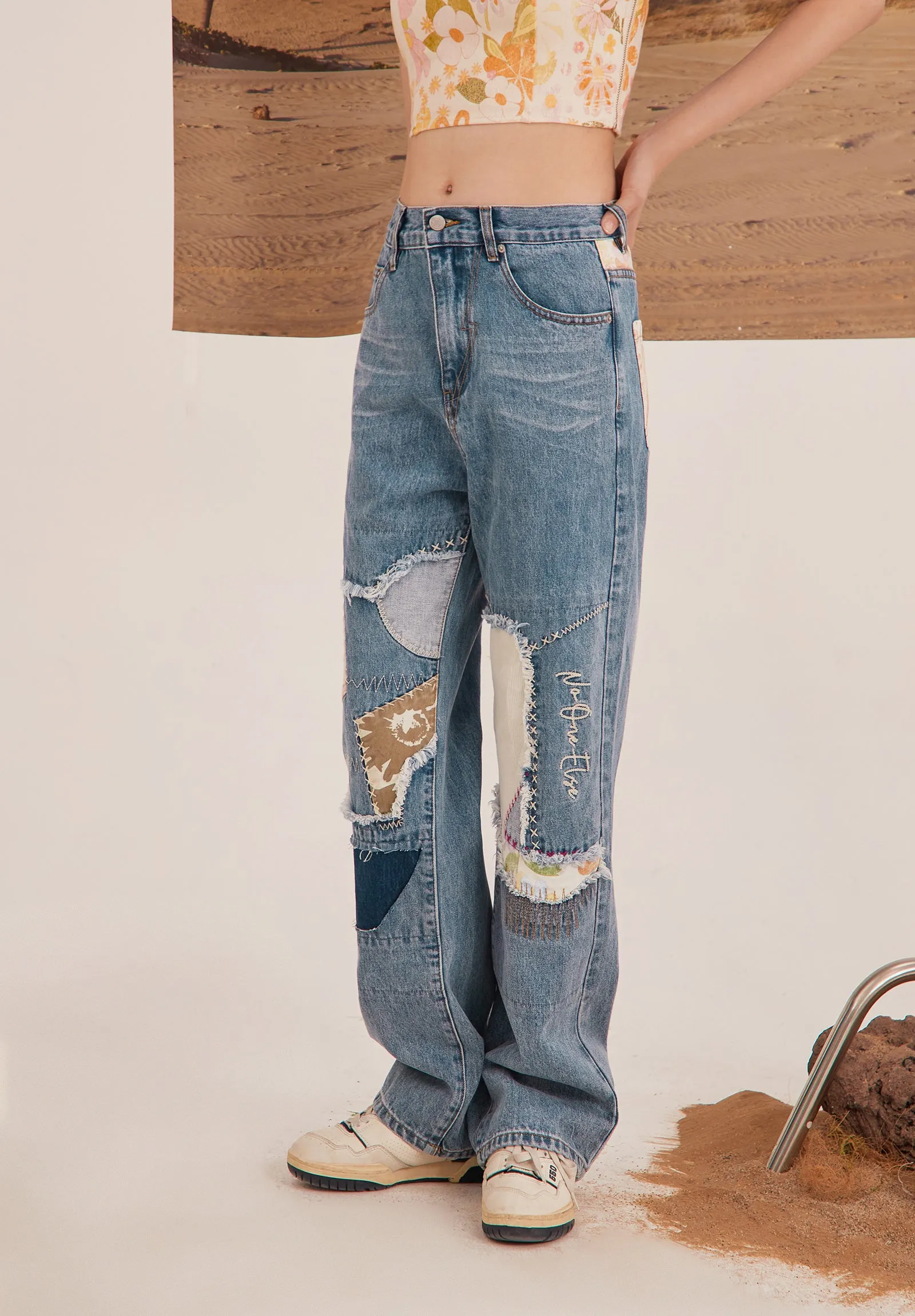 Patchwork Vintage Wide Jeans