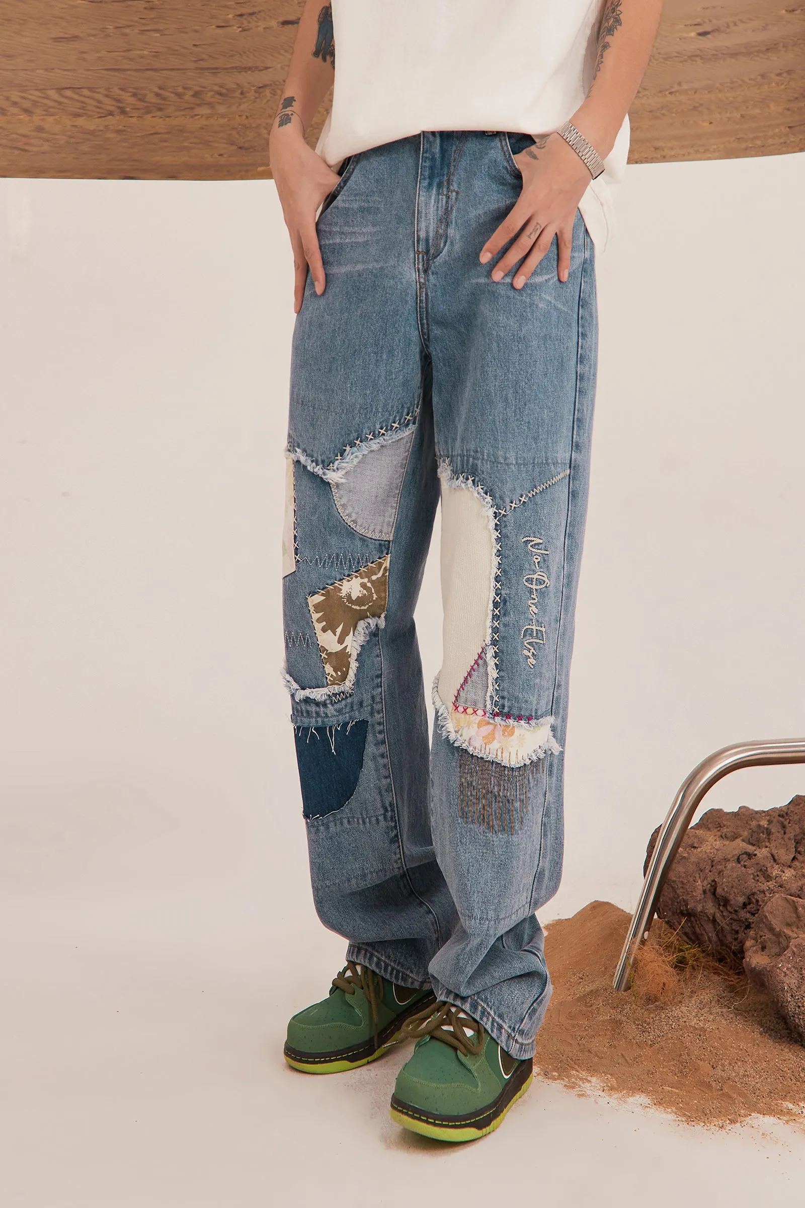 Patchwork Vintage Wide Jeans